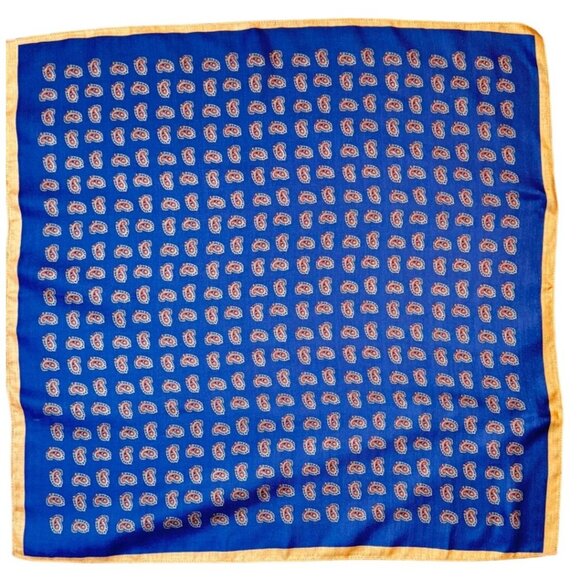 2/$30 NEW Navy Blue Rust Gold Paisley Printed Silky Polyester Fashion Scarf - Picture 2 of 9